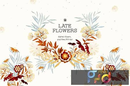 Late Flowers - Digital Clipart Set 2Tsbgzq 1