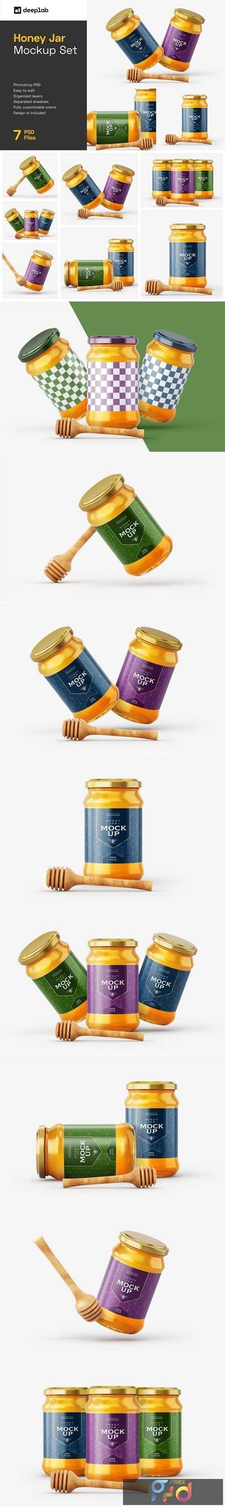 Honey Jar Mockup Set With Dipper 6108809 1
