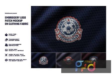 Embroidery logo patch mockup on clothing fabric CRT7ZDZ 1